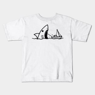 Stick Figure of a Shark in Black Ink Kids T-Shirt